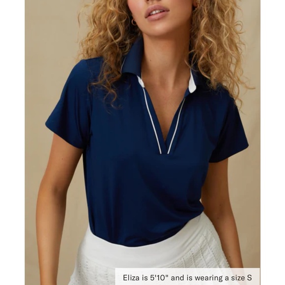 TNUCK SPORT Navy Short Sleeve Caroline Polo